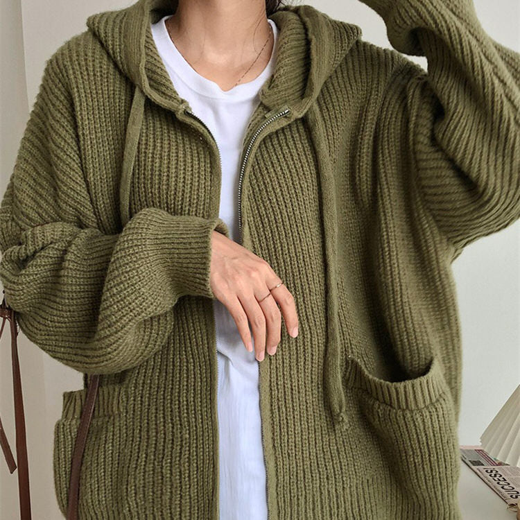 hygge knit zip up hoodie