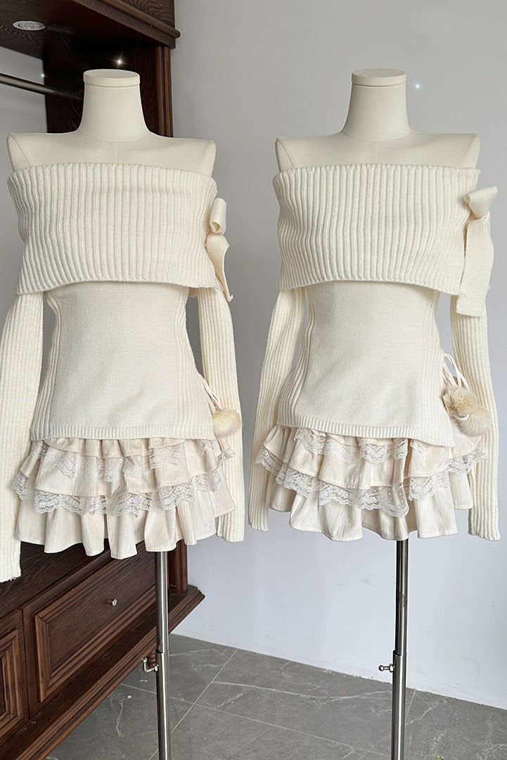 balletcore of shoulder sweater