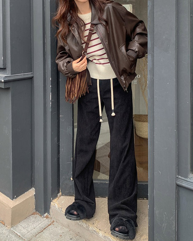 grunge sleaze leather bomber jacket