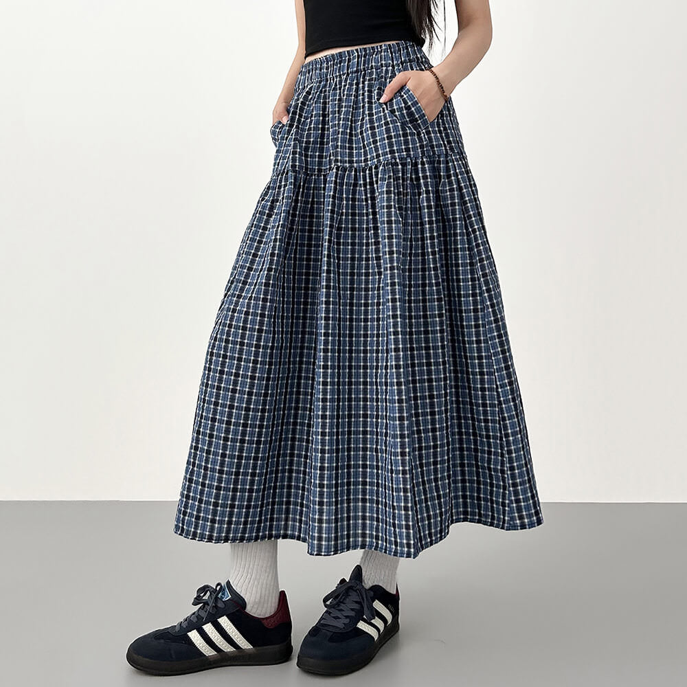 cottagecore gingham maxi skirt