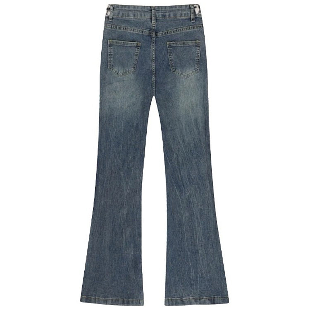 y2k aesthetic patchwork flared jeans